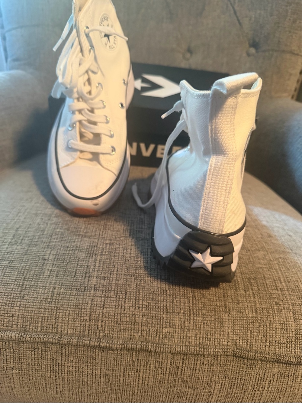 Converse White Platform High Top Sneakers with Gum Outsole - Picture 4 of 4